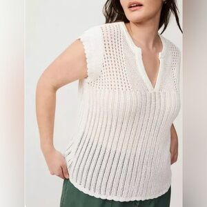 torrid White Open Weave V-Neck Sweater Tank